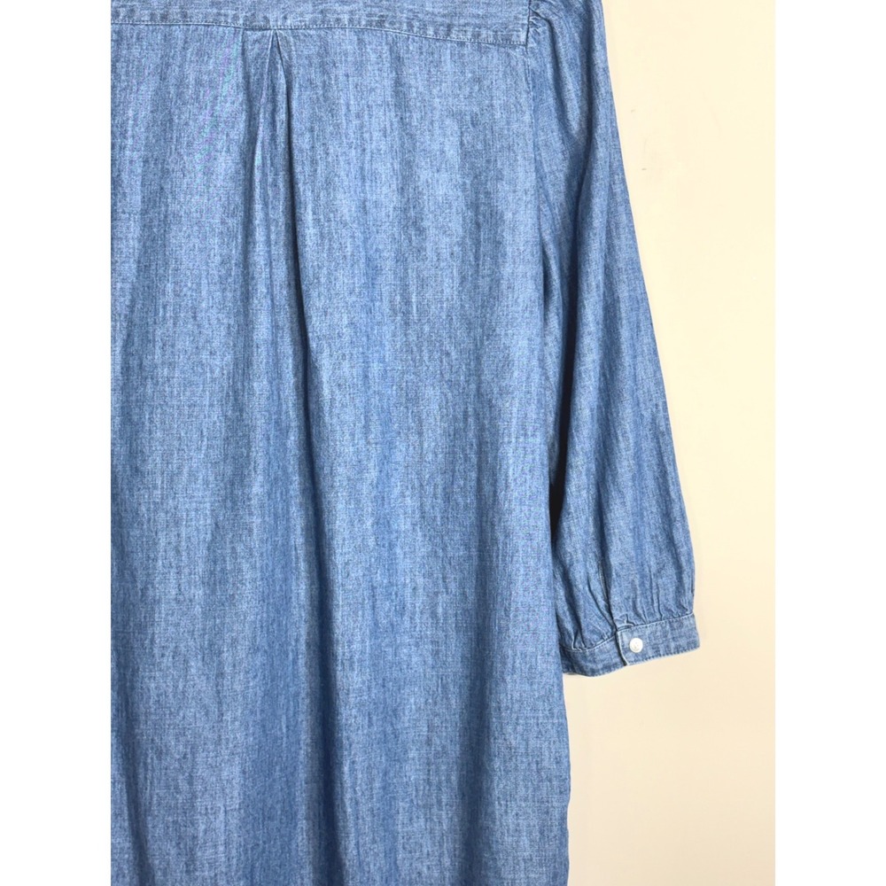 J.McLaughlin Womens Blue Denim Chambray Shirt Dress Midi Pockets Size L - Picture 7 of 15